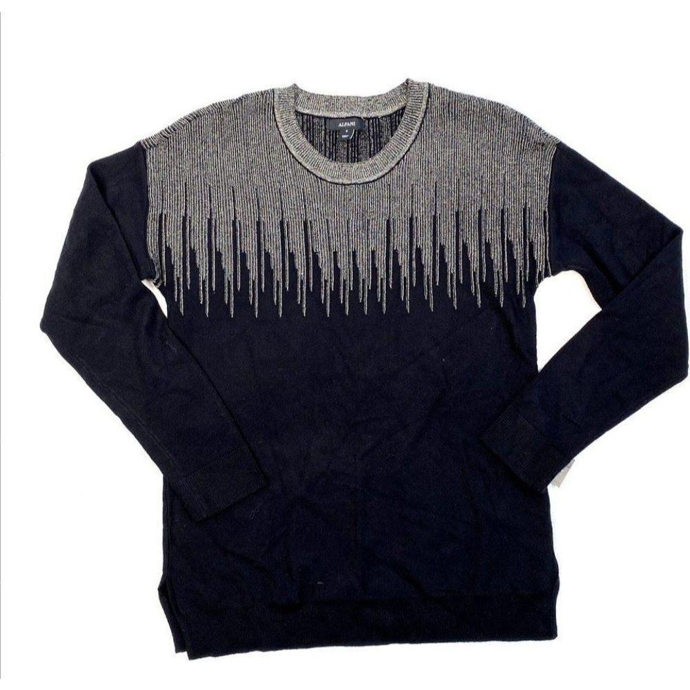Alfani Sweater Top Small Black Metallic-Sparkle‎